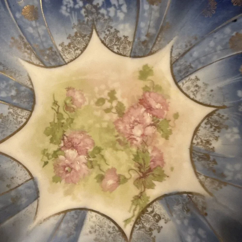 Wheelock Vienna Victorian Serving Bowl M.Z Austria Blue Floral Gilded